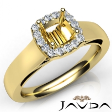 Cushion Diamond Engagement Halo Pave Setting Semi Mount Ring 14k Gold Yellow  (0.2Ct. tw.)