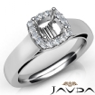 Cushion Diamond Engagement Halo Pave Setting Semi Mount Ring 14k White Gold 0.2Ct - javda.com 