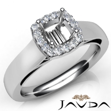 Cushion Diamond Engagement Halo Pave Setting Semi Mount Ring 14K W Gold 0.20Ct