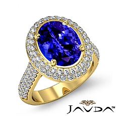 Gleaming Double Halo Pave diamond Ring 18k Gold Yellow