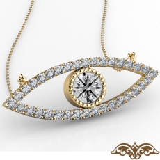 Evil Eye Women's Diamond Pendant Necklace 14k Gold Yellow 18 Inch Chain  (0.31Ct. tw.)