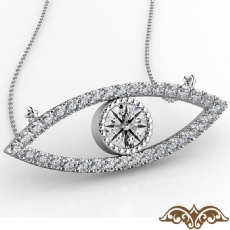Evil Eye Women's Diamond Pendant Necklace 14k White Gold 18 Inch Chain 0.31Ct