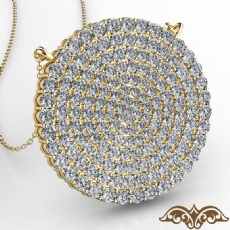 Circle Cluster Diamond Women Pendant Necklace 14k Gold Yellow 18