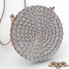 Circle Cluster Diamond Women Pendant Necklace 14k Rose Gold 18