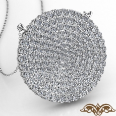 Circle Cluster Diamond Women Pendant Necklace 14k White Gold 18