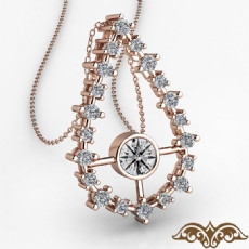 Diamond Tear Drop Women's Pendant Necklace 14k Rose Gold 18 Inch Chain  (0.51Ct. tw.)