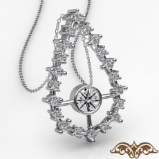 Diamond Tear Drop Women's Pendant Necklace 14k White Gold 18 Inch Chain 0.51Ct