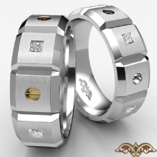 Beveled Edge Diamond Eternity Men's Wedding Band 14k Two Tone Gold 0.35 Ct