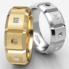 Beveled Edge Diamond Eternity Men's Wedding Band 14k Gold Yellow  (0.35Ct. tw.)