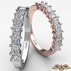 Princess Diamond Shared Prong Half Wedding Band Women's Ring 14k Rose Gold  (0.75Ct. tw.)