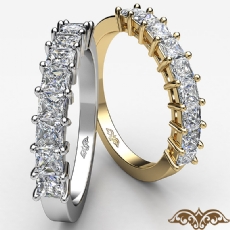 Princess Diamond Shared Prong Half Wedding Band Women's Ring 14k W Gold 0.75Ct