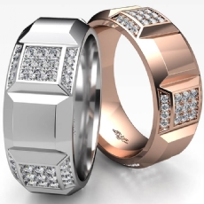 Beveled Edge Men's Diamond Eternity Wedding Band in 14k Rose Gold  (0.8Ct. tw.)