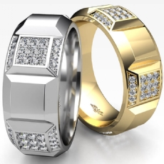 Beveled Edge Men's Diamond Eternity Wedding Band in 18k Gold Yellow  (0.8Ct. tw.)