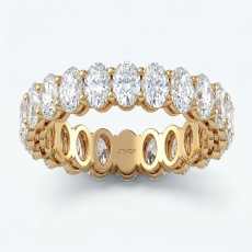 Lab-Grown Diamond Women Shared Prong Oval Wedding Band 14k Gold Yellow  (4.2Ct. tw.)