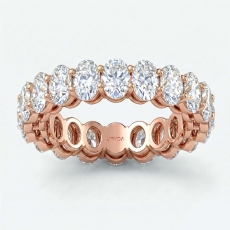 Shared Prong Oval Lab Grown Diamond Women Eternity Wedding Band 18k Rose Gold  (4.35Ct. tw.)