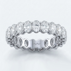 Oval Lab-Grown Diamond Women's Shared Prong Wedding Band Platinum 950  (4Ct. tw.)