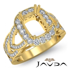Diamond Engagement Cushion Semi Mount Halo Pre-Set Ring 14k Gold Yellow  (1.25Ct. tw.)