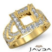 Diamond Engagement Ring Halo Pave Setting Princess Semi Mount 18k Yellow Gold 1.25Ct - javda.com 