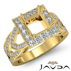Diamond Engagement Ring Halo Pave Setting Princess Semi Mount 14k Gold Yellow  (1.25Ct. tw.)