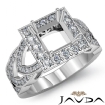 Diamond Engagement Ring Halo Pave Setting Princess Semi Mount Platinum 950 1.25Ct - javda.com 