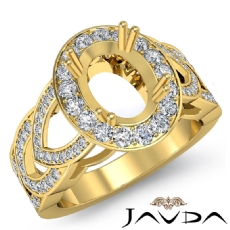 Diamond Engagement Ring Oval Semi Mount 14k Gold Yellow Gold Halo Pave Setting  (1.25Ct. tw.)