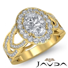Filigree Halo V-Shaped Shank diamond Ring 18k Gold Yellow