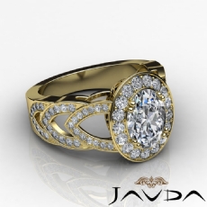 Filigree Halo V-Shaped Shank diamond Ring 14k Gold Yellow