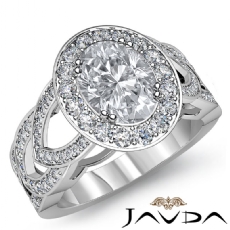 Filigree Halo V-Shaped Shank diamond Ring 18k Gold White