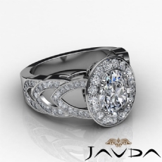 Filigree Halo V-Shaped Shank diamond Ring 14k Gold White