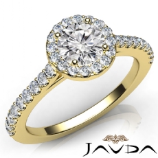 Halo U Cut French Pave Set diamond Ring 14k Gold Yellow