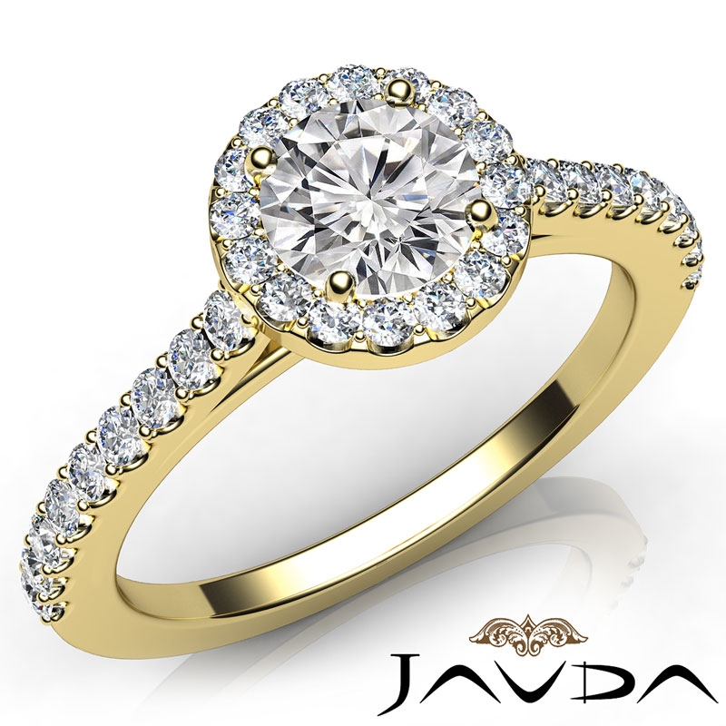 Halo U Cut French Pave Set diamond Ring 14k Gold Yellow