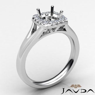 Round Diamond Engagement Semi Mount 18k Gold White Halo Pave Setting Ring 0.2Ct