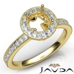 Halo Pave Setting Diamond Engagement 18k Yellow Gold Round Semi Mount Ring 0.5Ct - javda.com 