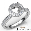 Halo Pave Setting Diamond Engagement 14k White Gold Round Semi Mount Ring 0.5Ct - javda.com 