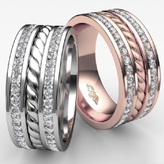 Rope Design Channel Men's Diamond Eternity Wedding Band 14k Rose Gold  (1.75Ct. tw.)