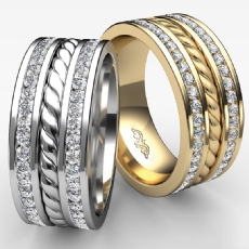 Rope Design Channel Men's Diamond Eternity Wedding Band Platinum 950  (1.75Ct. tw.)