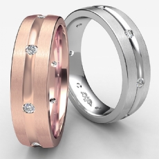 Brushed Finish Men's Diamond Eternity Wedding Band 14k Rose Gold  (0.16Ct. tw.)