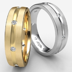 Brushed Finish Men's Diamond Eternity Wedding Band Platinum 950  (0.16Ct. tw.)