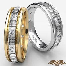 Round Edge Men's Bezel Diamond Eternity Wedding Band 14k Two Tone Gold 0.25 Ct