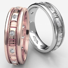 Round Edge Men's Bezel Diamond Eternity Wedding Band 14k Rose Gold  (0.25Ct. tw.)