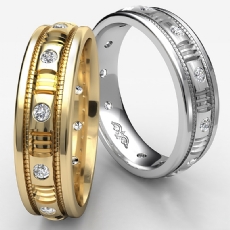 Round Edge Men's Bezel Diamond Eternity Wedding Band 14k Gold Yellow  (0.25Ct. tw.)