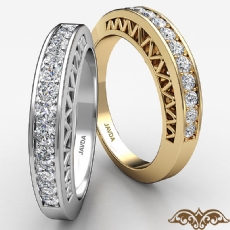 Womens Half Wedding Band 14k Gold Yellow Pave Set Diamond Ring  (0.25Ct. tw.)