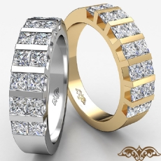Princess Diamond Bar Women's Wedding Band Ring 18k Gold Yellow  (1.15Ct. tw.)