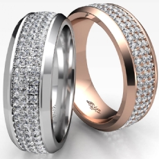 Beveled Edge 3 Row Men's Diamond Eternity Wedding Band 14k Rose Gold  (1.6Ct. tw.)