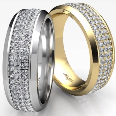 Beveled Edge 3 Row Men's Diamond Eternity Wedding Band 18k Gold Yellow  (1.6Ct. tw.)