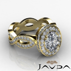 Halo Pave Set Infinity Shank diamond Ring 18k Gold Yellow