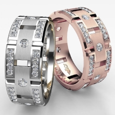 Round Diamond Wedding Eternity Band Men's Matt Finish Ring 14k Rose Gold  (1Ct. tw.)