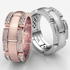 Micro Pave Chain Link Men's Diamond Eternity Wedding Band 14k Rose Gold  (0.75Ct. tw.)