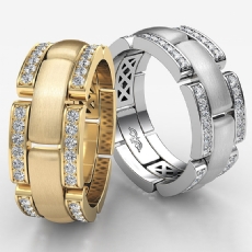 Micro Pave Chain Link Men's Diamond Eternity Wedding Band 14k Gold White  (0.75Ct. tw.)