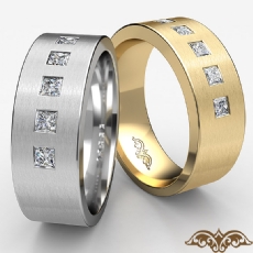 Mens Matte 5 Stone Princess Diamond Half Wedding Band 14k Gold Yellow  (0.5Ct. tw.)